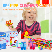 EDUSense-Kit de nettoyage de tuyaux en fil torsadé avec pompons, ensemble de jouets de bricolage magiques colorés, artisanaux et bouclés