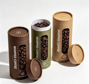 Tube à café en papier kraft écologique avec fenêtre transparente, boîte cylindrique recyclable pour le stockage des grains de café - Product Image 2