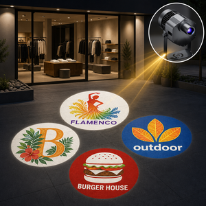 Projecteur LED rotatif personnalisable avec logo, projecteur Gobo à quatre motifs, diapositives interchangeables, projecteur publicitaire - Product Image 5