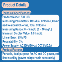 Medidor de Cloro Residual Portátil SYL-1B, Probador Digital de Cloro en Agua, Detector de Cloro Libre de Mano