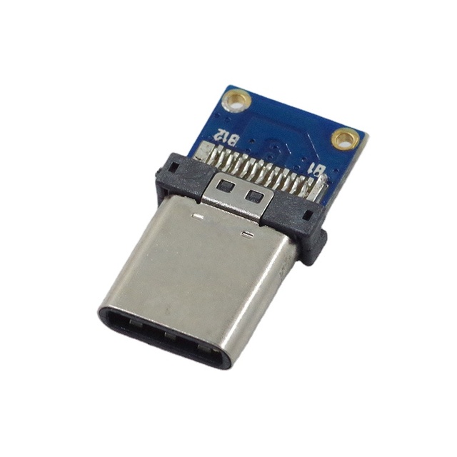16 Pin Type C USB 3.1 Male Connector Stainless Steel Housing 40V DC Max 56K Double Resistor RoHS Certified 0.5A Current Rating