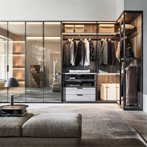 Prima Luxury Single Gentleman Armoire complète avec tiroirs Meubles de chambre à coucher avec porte en verre - Product Image 4