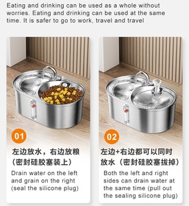 Stainless Steel 2 in 1 Pet Water Fountain High Quality Automatic Cat Water Fountain with Food <strong>Bowl</strong> - Product Image 5