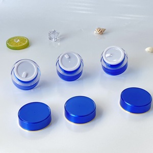 High Quality 10g15g 20g30g Blue Night Cream Jar Acrylic PS Cosmetics Straight Round Shape Double Wall <strong>Sample</strong> <strong>Container</strong> - Product Image 3