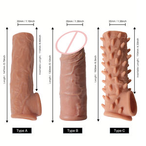 Wieder verwendbarer Penis ärmel Extender Realistischer Penis Kondom Silikon verlängerung Sexspielzeug für Männer Schwanz ver größerer Funda Para Pene - Product Image 4