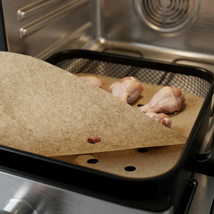 Papier sulfurisé européen pour friteuse à air, 22 x 22 cm, 60 pièces, pour friture, cuisson, pâtisserie, antiadhésif - Product Image 5