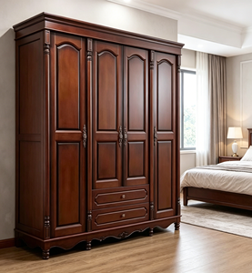 Armario Tradicional de Madera Maciza con Puertas de Panel Elevado y Diseño con Bisagras, Gran Capacidad, Estilo Antiguo - Product Image 4