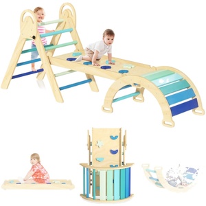 Structure d'escalade en bois massif pour jardin, arc-en-ciel, intérieur/extérieur, échelle triangulaire pour enfants, entraînement d'intégration sensorielle - Product Image 6
