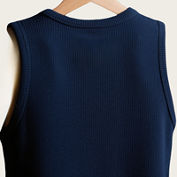 Camiseta sin mangas de gimnasio acanalada con logotipo personalizado para hombre, chaleco de entrenamiento deportivo para correr sin mangas de algodón de peso pesado