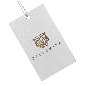 Logotipo MOQ bajo Personalización Cartón grueso de alta calidad Impresión de papel reciclable Papel de aluminio dorado Etiquetas colgantes para ropa - Product Image 4