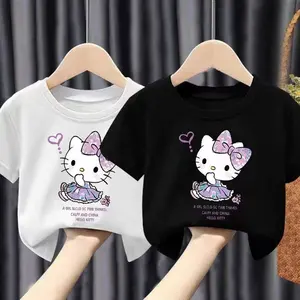 2 3 4 5 6 8 10 Jaar Oud Tiener Meisjes Kleding Cartoon Lil Kind Tops Tee Kids T Shirts groothandel Tshirt Katoen Meisjes T-shirts