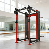 Rack complet compact avec deux zones de squat et barres de traction intégrées, équipement de gym commercial avec rangement intégré
