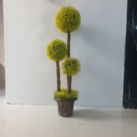 Arbre Artificiel Jaune Haut et Épais en Buis, Boule de Gazon Bonsaï, Plante en Bois Naturel pour Plantation au Sol, Décoration Intérieure et Extérieure