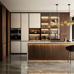 Cuisine moderne personnalisée, armoire de cuisine complète, acier inoxydable et aluminium, évier de cuisine, armoire et armoire de lavage incurvée - Product Image 5