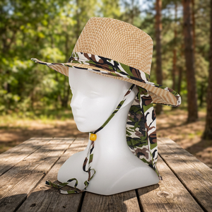 Chapeau de soleil unisexe en paille Celacanz P94-001 avec pare-soleil détachable 2-en-1, bord camouflage imprimé par transfert thermique, idéal pour les voyages et les activités de plein air - Product Image 3