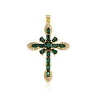 Collier long avec pendentif en zircon croisé de haute qualité en gros, plaqué or 18 carats en laiton, tendance