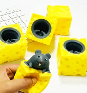 Linderung TPR Käse Mäusentasse Squishy Ball Weiches Spielzeug Neuheit Dekompressionsball lustiges Quetsch-Spielzeug