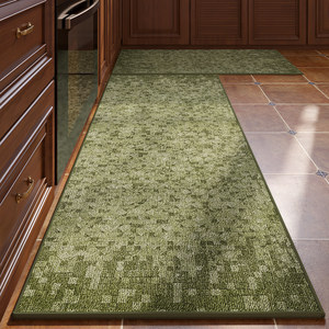Manpolin – tapis de sol de cuisine, ensemble de 2 pièces, antidérapant, absorbant, résistant à l'usure, motif géométrique découpable pour la cuisine - Product Image 3