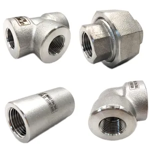 ASME B16.11 SW stainless steel threaded 3000lb 6000 forge fitting high pressure pipe tee coupling union cross elbow