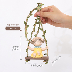 Decorazioni da Parete in Resina Roogo Art Deco, Ornamenti Impermeabili a Forma di <span class=keywords><strong>Bambina</strong></span> su <span class=keywords><strong>Altalena</strong></span>, Decorazioni Kawaii per Giardino e Casa - Product Image 2