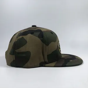 North American Style Mens 6 Panel Camouflage Caps Custom Label Sublimated Flat Brim Snapback Gorras Print Camo Hats Embroidered