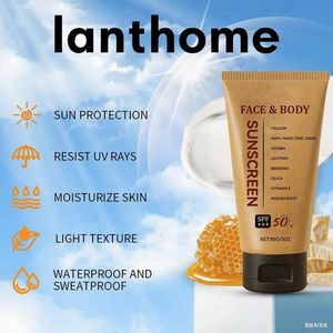 Bò mỡ động vật Kem chống nắng SPF 50 mỡ động vật tự nhiên Zinc Oxide Kem chống nắng chịu nước không nhờn công thức cho khuôn mặt cơ thể cho phụ nữ - Product Image 2