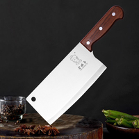 Couteau à découper chinois traditionnel de 7 pouces avec manche en bois rustique et logo gravé au laser pour la découpe de viande dans les cuisines, les restaurants et les camps