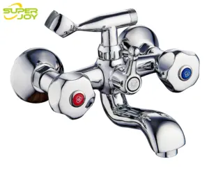 Modern bathroom shower set faucet wall mounted double knob chrome plated bath shower mixer tap