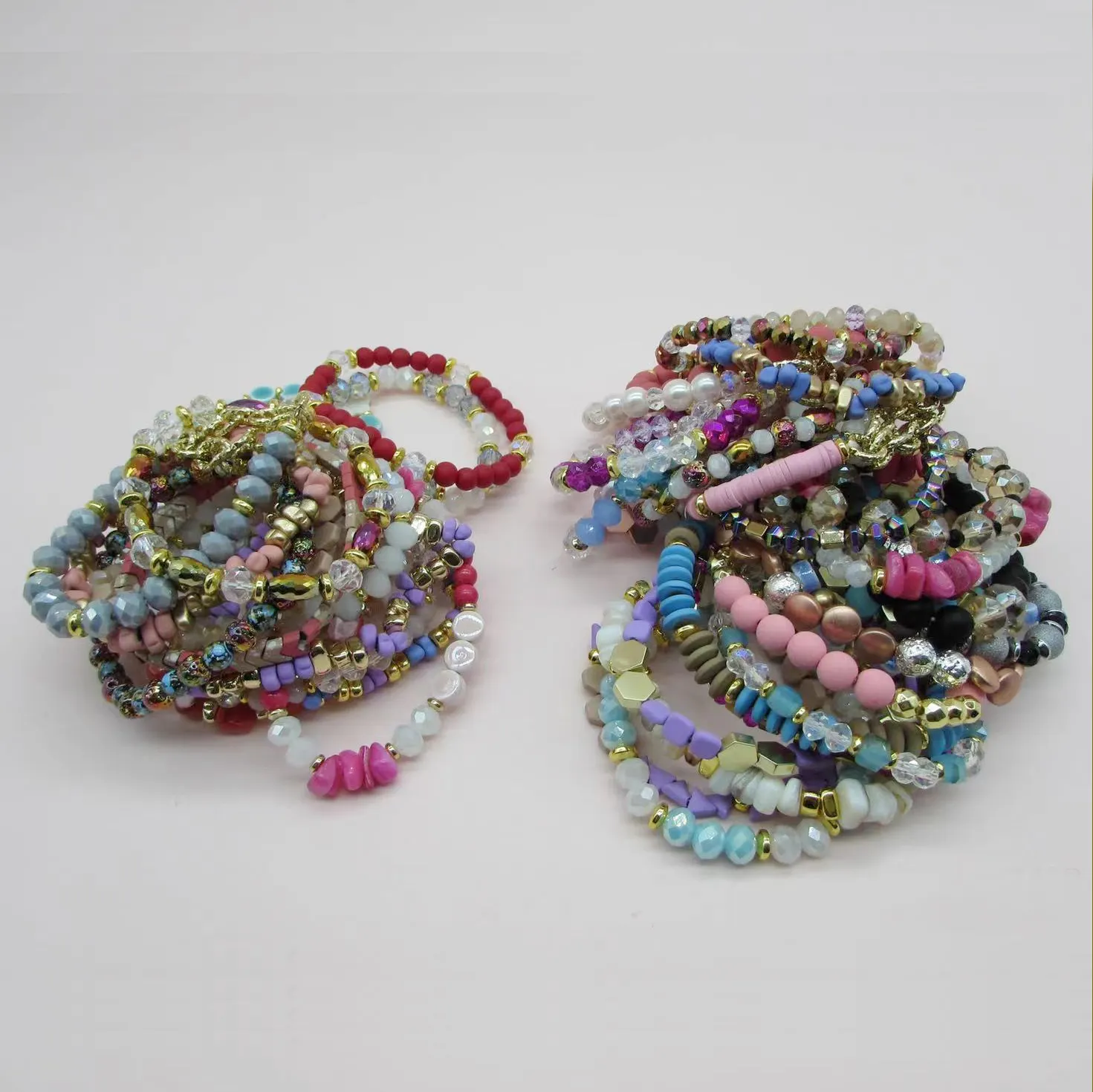 Bracelet de perles empilées assorties en stock en gros