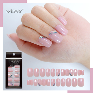 <span class=keywords><strong>Uñas</strong></span> Postizas de Diamante <span class=keywords><strong>Rosa</strong></span> Bebé, Brillantes, Adhesivas, <span class=keywords><strong>Uñas</strong></span> Artificiales Cortas y Cuadradas - Product Image 2
