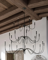 Lustre Tirrell élégant en bronze antique avec accents en cristal, petite taille, luminaire de plafond pour salle à manger