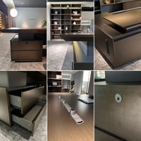 Bureau de direction de luxe en forme de L avec armoire latérale pour projet de mobilier de bureau