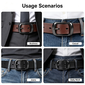 Ceinture en cuir vintage de haute qualité avec boucle en alliage de zinc pour homme, durable pour les occasions professionnelles, de bureau, décontractées et quotidiennes. - Product Image 3