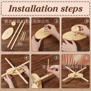 Wooden Yarn Frame Solid Wood <b>Desktop</b> <b>Standing</b> Yarn Organizer For Crochet Knitting Craft Making - Product Image 3