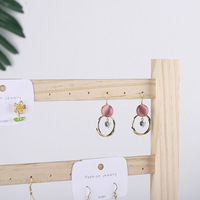 Présentoir à boucles d'oreilles Moya simple à quatre niveaux en bois massif, support de rangement de bijoux pour la maison et le bureau, présentoir de boucles d'oreilles suspendues, accessoires de présentation en carton