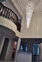 Décoration de hall d'hôtel moderne et luxueuse, luminaire suspendu long rotatif, lustres en cristal dorés classiques pour salon et escalier