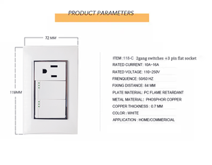 Estándar de EE. UU. Nuevo diseño 118C-Series 1 Gang Switch Antiflaming <span class=keywords><strong>PC</strong></span> Interruptor de pared para uso doméstico 16A Max - Product Image 2