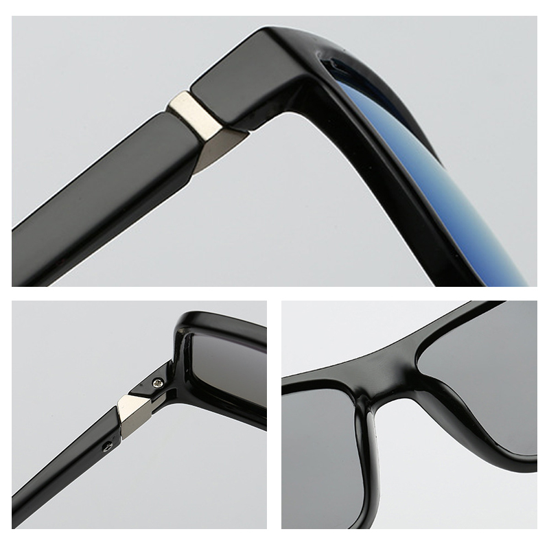 Classic Black Square Sunglasses Polarized Blue Lenses UV400  display picture 1