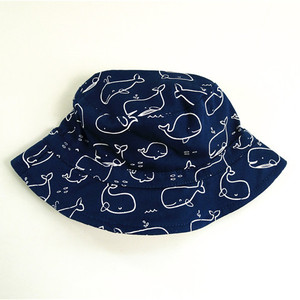 Fashion Oekotex Certificated Baby Cotton Twill <strong>Navy</strong> <strong>Bucket</strong> <strong>Hat</strong> With Full Whale Printing - Product Image 4