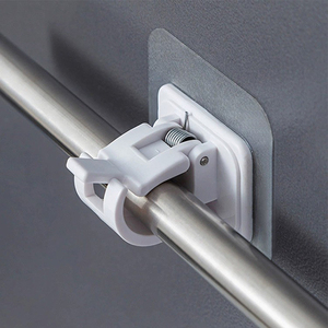 Gancho de soporte de marco de cortina autoadhesivo transparente Soporte fijo de varilla telescópica de baño - Product Image 5