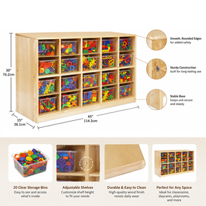 <span class=keywords><strong>Meuble</strong></span> de <span class=keywords><strong>rangement</strong></span> Montessori pour enfants de maternelle, organisateur de jouets pour garderie et préscolaire, unité en bois pour salle de classe - Product Image 3
