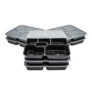 NOVISON Modern <b>Plastic</b> 5-Compartment Meal Prep Container BPA Free Microwavable Disposable Food Storage with Lid - Product Image 2