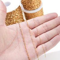 Cadena de eslabones ovalados de acero inoxidable chapado al vacío con labio aplanado, accesorio de moda DIY para gargantilla, bolsa de fornituras de joyería