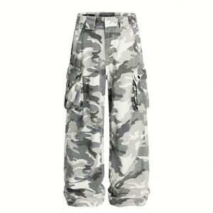 Men's Custom Casual Loose <b>Work</b> Pants Mid Waist Style Large Size Cotton Denim Pants Trendy Hip Hop Street Multi-Pocket Design - Product Image 3