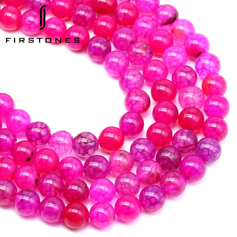 Wholesale Natural High Quality Rose Red Dragon Veins Agate Crystal Gemstone Beads For Jewelry Making