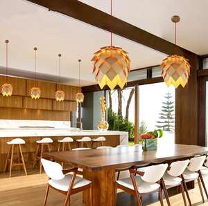 Pine Cone Wooden Hanging <b>Chandelier</b> Home Dining Room Decor Nordic Wood Timber Pendant Lights - Product Image 6