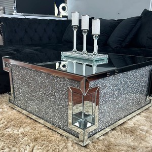 سيلفا مربعة الشكل على الطراز الإيطالي 4 من Glam طاولة قهوة معكوسة بالماس المسحوق - Product Image 3