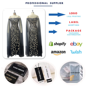 TW00194 Vestido de Noche Negro Formal de Lujo, Elegante con Lentejuelas Bordadas, Hombros Descubiertos, para Cumpleaños y Fiestas de Damas - Product Image 3
