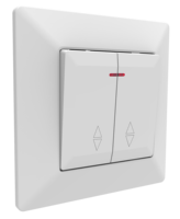 Fábrica OEM Europa estándar 86*86 interruptor botón cuadrado luz de control 2 bandas 1 vía interruptores eléctricos de pared para el hogar