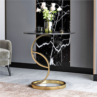 Table basse italienne de luxe moderne simple en marbre, table basse de salon hôtel balcon petite table basse ronde